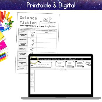 Outer Space Theme Writing Paper Prompts Sci Fi Fun Short Story 4th 5th 6th Grade, image 4
