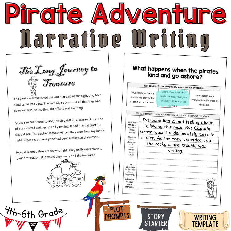 Fictional Narrative Story Writing Paper with Prompts & Template 5th 6th Grade