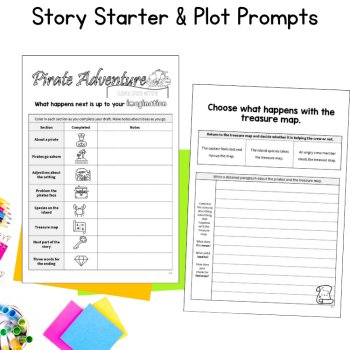 Fictional Narrative Story Writing Paper with Prompts & Template 5th 6th Grade, image 2