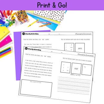 air ear are aw Blends Spelling Practice 2nd 3rd Grade Phonics Review Worksheets, image 4
