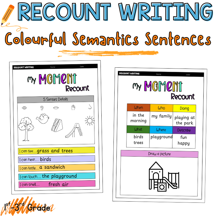 Colourful Semantics Holiday Recount Descriptive Writing using the 5 Senses