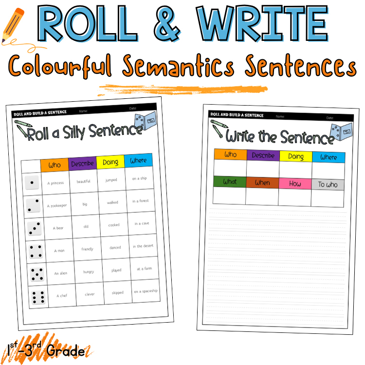 Roll & Build Grammatically Correct Sentences Colourful Semantics Color Coded