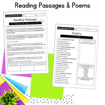 Personification Unit Reading Passages & Writing Activities 5th 6th 7th Grade, image 2