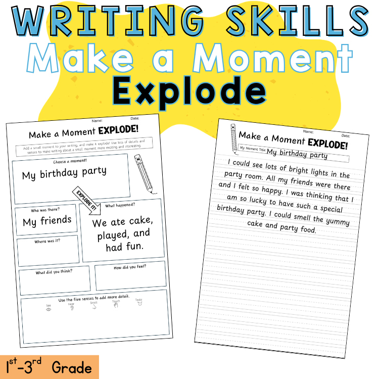 Make a Moment Explode Personal Narrative Graphic Organizer Brainstorm Worksheet