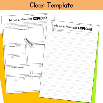 Make a Moment Explode Personal Narrative Graphic Organizer Brainstorm Worksheet, image 2