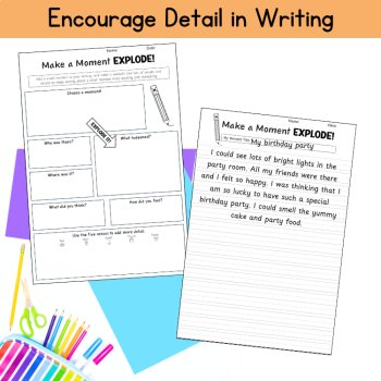Make a Moment Explode Personal Narrative Graphic Organizer Brainstorm Worksheet, image 3
