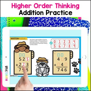 3 Digit Addition with Regrouping #9 - Google Slides - Higher Order Thinking, image 3