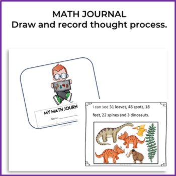 Engaging Math Journal Prompts  |  Numbers 0-100  | Dinosaur & Prehistoric Theme, image 2