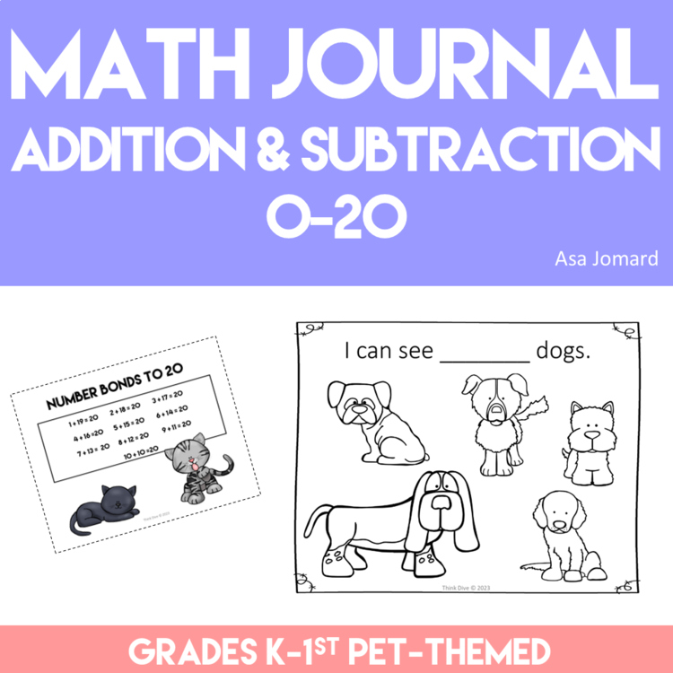Engaging Math Journal Prompts | Explore Numbers 0 - 20 Pet Themed