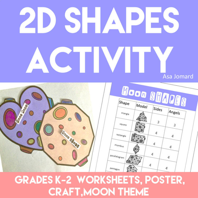 Engaging 2D Shapes Worksheets | Moon Theme with Craft