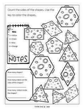 Engaging 2D Shapes Worksheets | Moon Theme with Craft, image 3