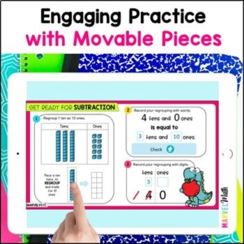 2 Digit Subtraction with Regrouping Google Slides, Forms Digital Resource Bundle, image 3