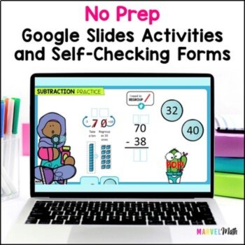 2 Digit Subtraction with Regrouping Google Slides, Forms Digital Resource Bundle, image 4