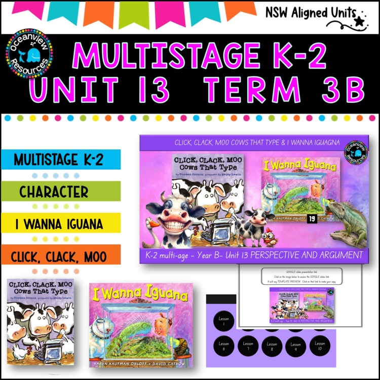 CLICK CLACK MOO, WANNA IGUANA NSW Multi Stage K2 Unit 13 comp B ENGLISH TERM 3B
