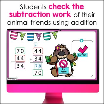 2 Digit Subtraction with Regrouping #10 - Google Slides - Check with Addition, image 4