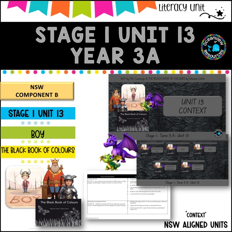 BOY & BLACK BOOK OF COLOURS English Stage 1 Unit 13- comp B  (Term 3A) NSW det