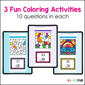 2 Digit Subtraction with Regrouping #7 - Digital Coloring by Code - Google Forms, image 2