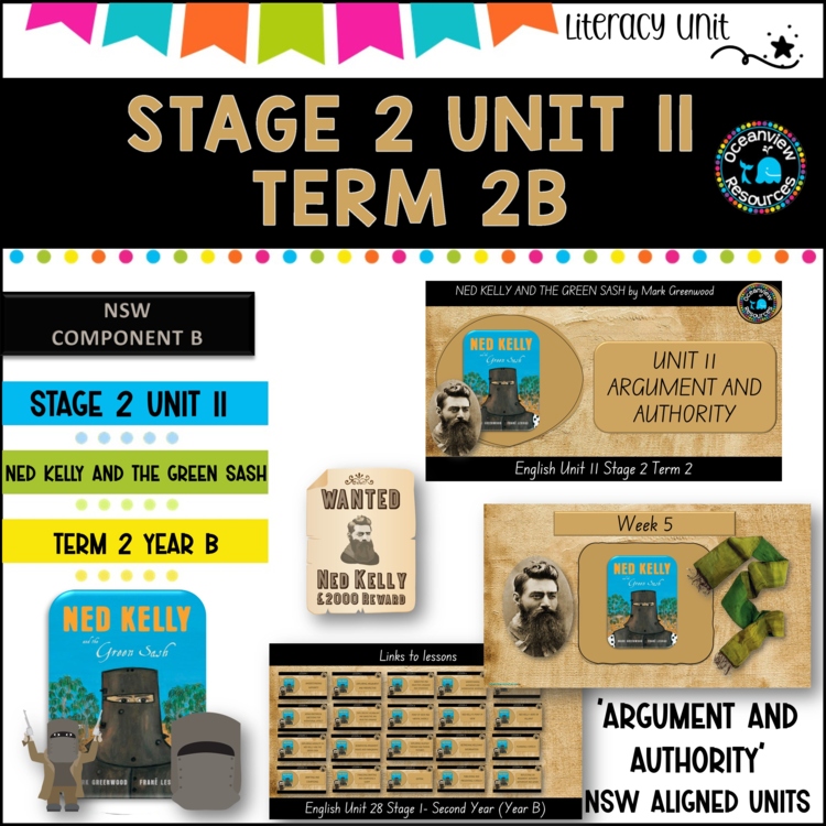 NED KELLY AND THE GREEN SASH -NSW Stage 2 Unit 11 support Unit- BOOK STUDY