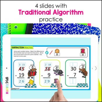 2 Digit Subtraction with Regrouping #6 - Google Slides - Picnic at the Park, image 3