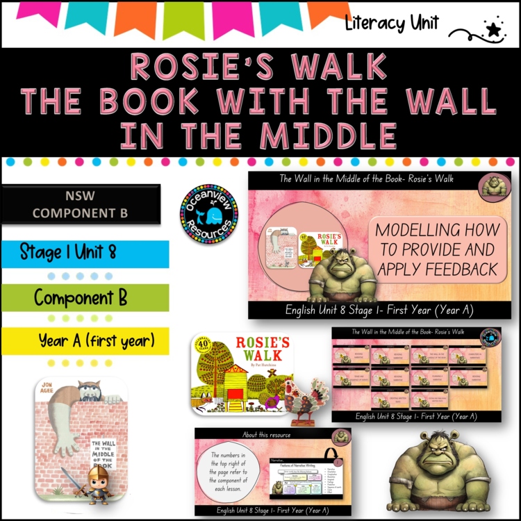 NARRATIVE- English Stage 1 Unit 8- component B  (YEAR A) Rosie, Book with wall
