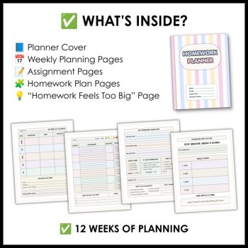ADHD Student Homework Planner - Daily and Weekly Assignment and Homework Tracker, image 3
