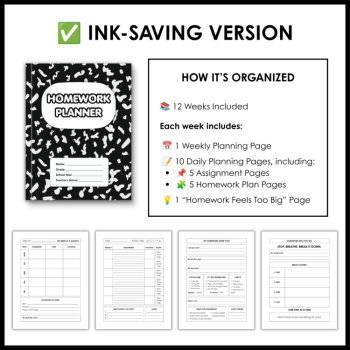ADHD Student Homework Planner - Daily and Weekly Assignment and Homework Tracker, image 4
