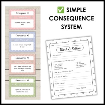 Neutral Boho Classroom Rules and Consequences Posters Behaviour Reflection Sheet, image 4