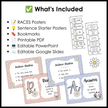 RACES Writing Strategy Posters with Sentence Starters - Editable Bulletin Board, image 2