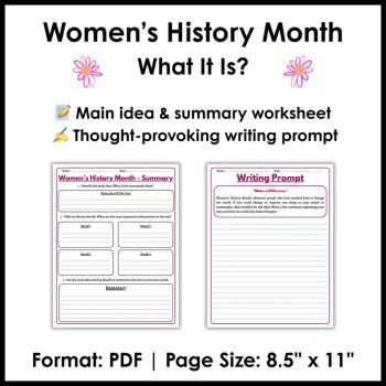 Women’s History Month What It Is Reading Passage - Writing Prompt - Word Search, image 3