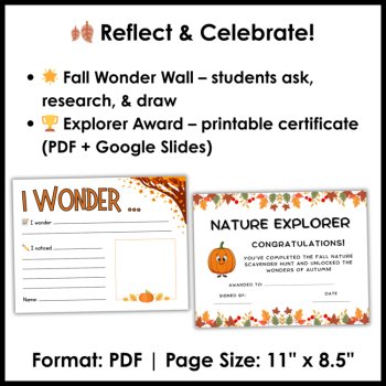Fall Nature Scavenger Hunt - Fall Nature Walk Exploration - 3rd 4th 5th Grade, image 4