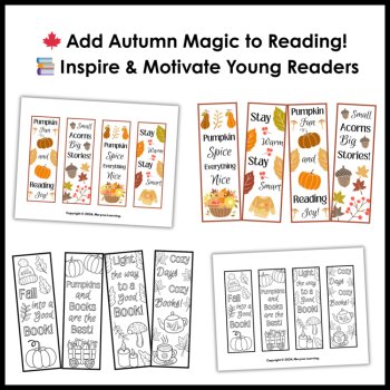Fall Coloring Bookmarks - Vibrant Autumn Colors and Black & White Bookmarks, image 4