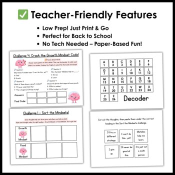 Back to School Growth Mindset Escape Room - Printable | 3rd 4th 5th Grade, image 3