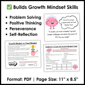 Back to School Growth Mindset Escape Room - Printable | 3rd 4th 5th Grade, image 4