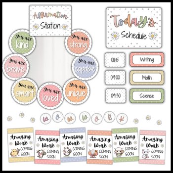 Back To School Neutral Boho Classroom Decor Bundle, image 2