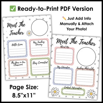 Neutral Boho Meet The Teacher Template Editable - Powerpoint Google Slides PDF, image 2