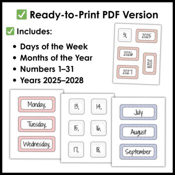 Editable Neutral Boho Calendar Flip Chart - Magnetic Curtain Rod Calendar Cards, image 2