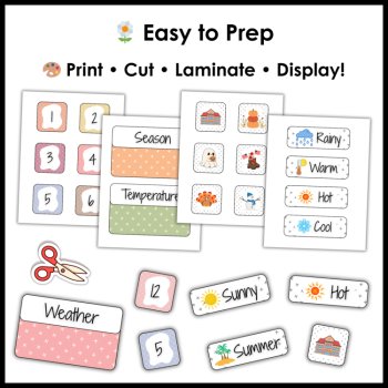 Neutral Boho Classroom Calendar Cards and Weather Display Chart, image 3