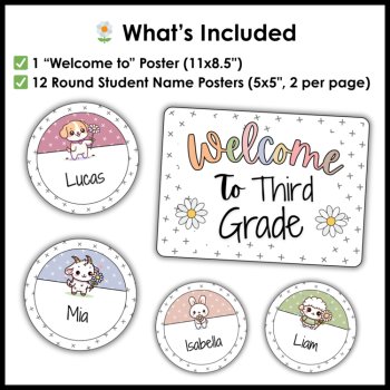 Cute Animals Neutral Boho Student Names and Classroom Welcome Door Decoration, image 2