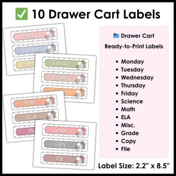 10 Drawer Cart and Essex Rolling Cart Labels – Editable Neutral Boho Labels, image 2