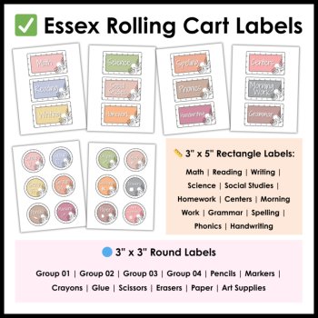10 Drawer Cart and Essex Rolling Cart Labels – Editable Neutral Boho Labels, image 3