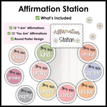 Neutral Boho Affirmation Station Classroom Decor - Positive Affirmations Mirror, image 2