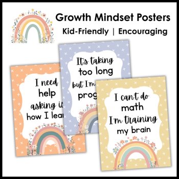 Boho Rainbow Growth Mindset Posters - Neutral Classroom Decor Bulletin Board, image 3