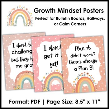 Boho Rainbow Growth Mindset Posters - Neutral Classroom Decor Bulletin Board, image 4