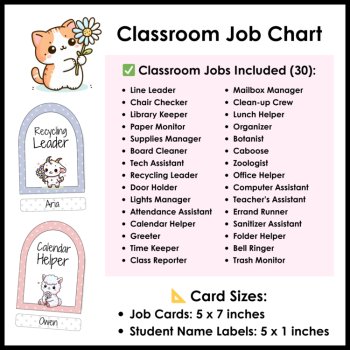Cute Animal Daisy Flower Neutral Boho Classroom Jobs - Editable Class Job Chart, image 4