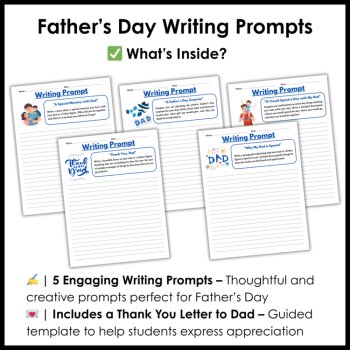 Father's Day Reading Comprehension Writing Prompts Card and Questionnaire, image 3