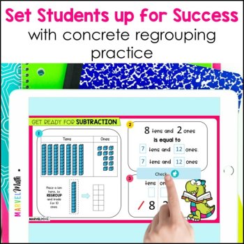 2 Digit Subtraction with Regrouping #1 - Base 10 Blocks - Regroup a ten as ones, image 3