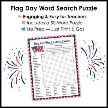 Flag Day Word Search Puzzle - 3rd 4th 5th Grade Flag Day Word Search Puzzle, image 3