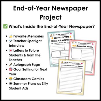 End of the Year Newspaper Project Memory Book | Autograph Page | Teacher Letter, image 2