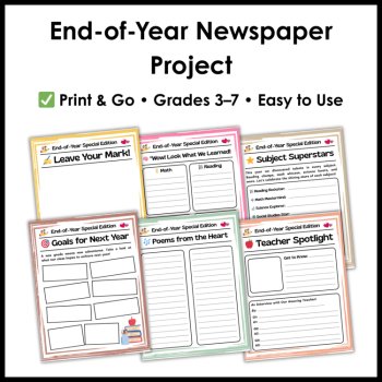 End of the Year Newspaper Project Memory Book | Autograph Page | Teacher Letter, image 3