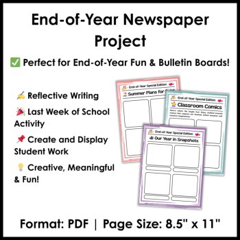 End of the Year Newspaper Project Memory Book | Autograph Page | Teacher Letter, image 4